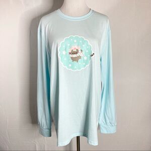 Pusheen Light Blue Holiday Themed Long Sleeve T Shirt Large NWT Winter 2021 Box